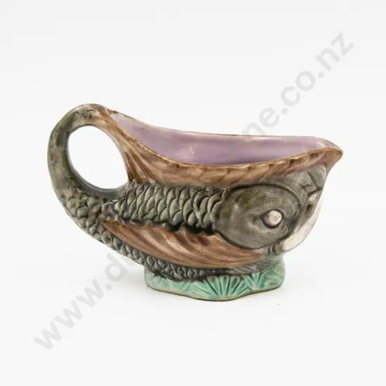 Small Majolica Fish Form Jug 13.5cm L