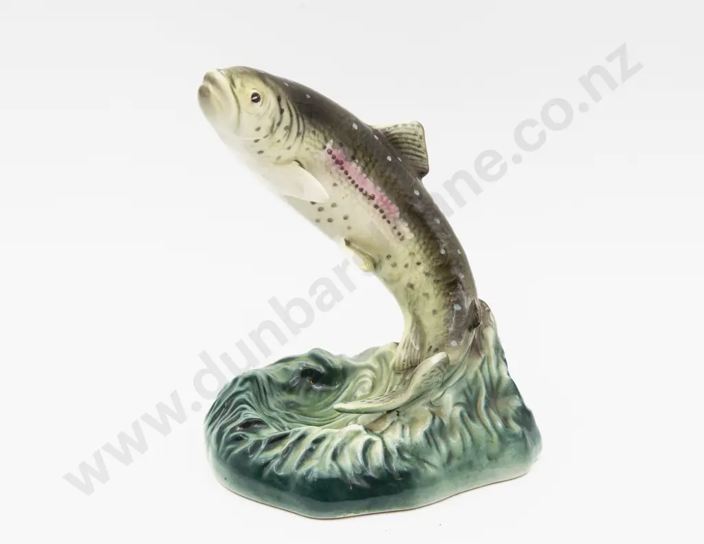 Unknown Maker Leaping Trout Ornament 18cm H Image 1++
