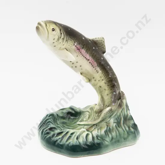 Unknown Maker Leaping Trout Ornament 18cm H
