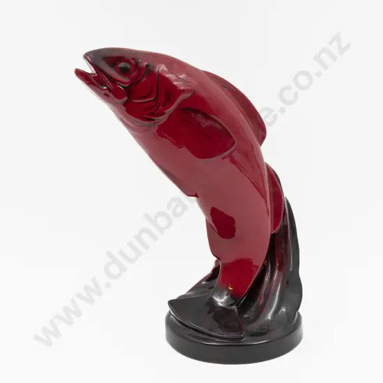 Large Royal Doulton Flambe Salmon Figure 31cm H
