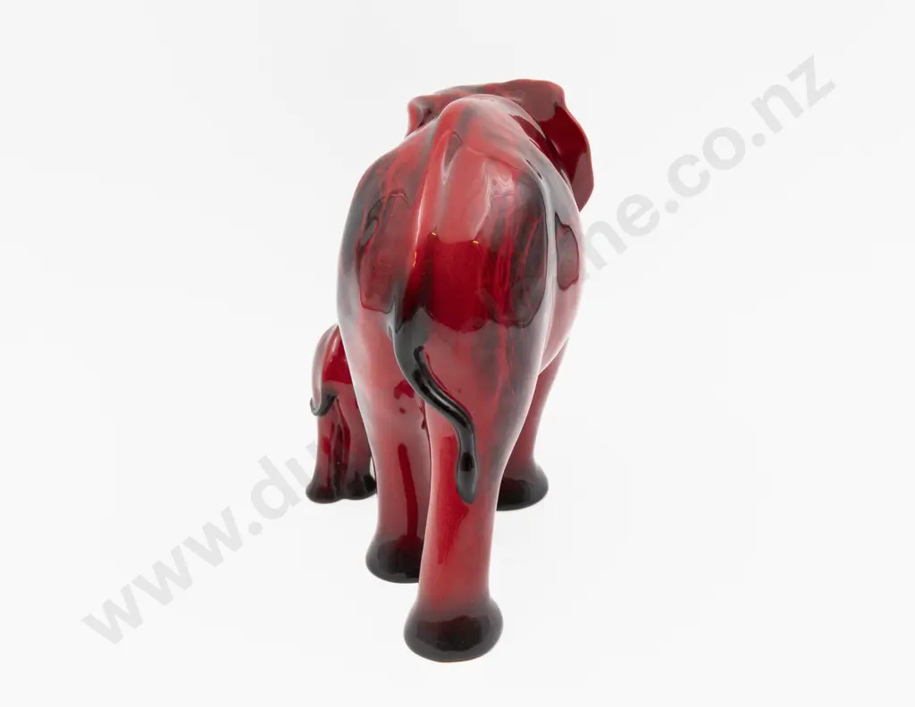 Large Royal Doulton Flambe Elephant Figure Group 22cm H Image 1++