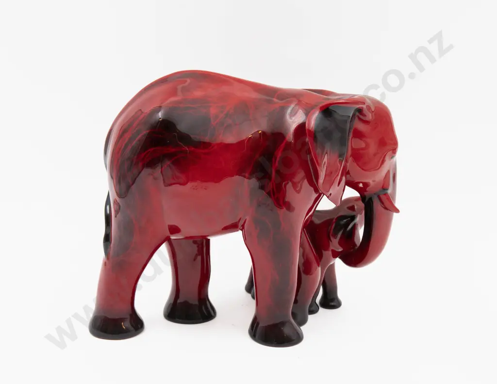 Large Royal Doulton Flambe Elephant Figure Group 22cm H Image 1++