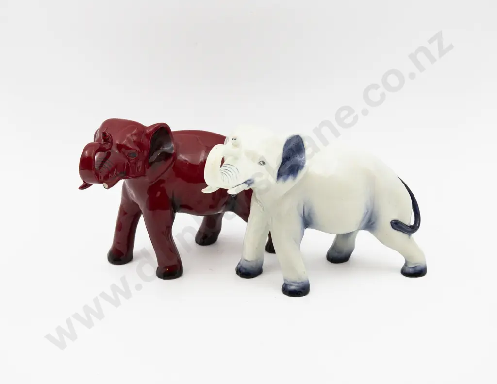Two Royal Doulton Flambe Elephant Figures (One A/F) 14cm H Image 1++