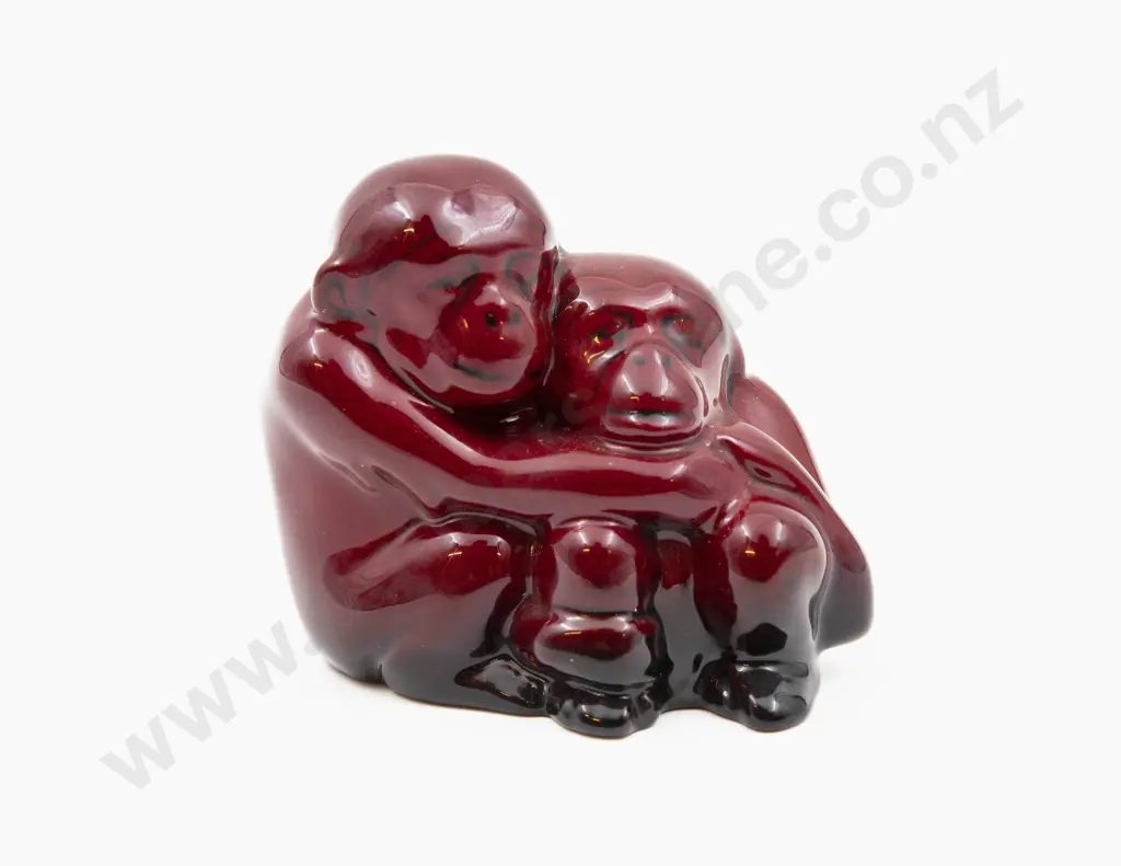 Small Royal Doulton Flambe Primate Figure Group Image 1++