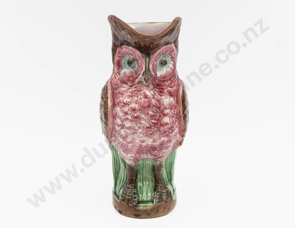 Majolica Owl Form Jug 28.5cm H Image 1++