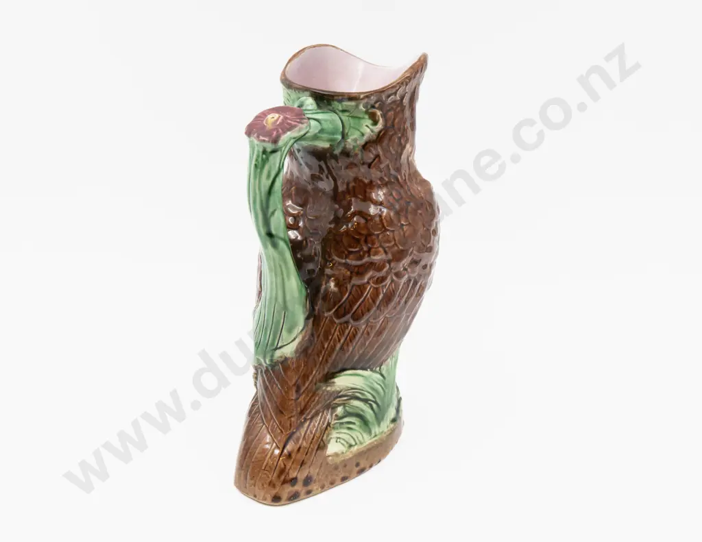 Majolica Owl Form Jug 28.5cm H Image 1++