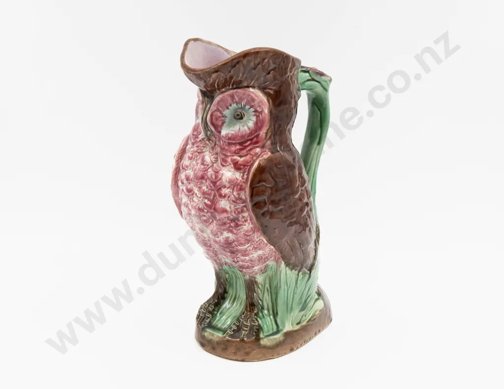 Majolica Owl Form Jug 28.5cm H Image 1++