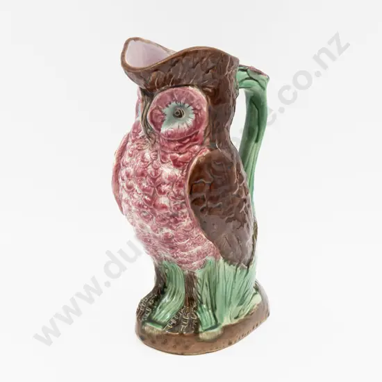 Majolica Owl Form Jug 28.5cm H
