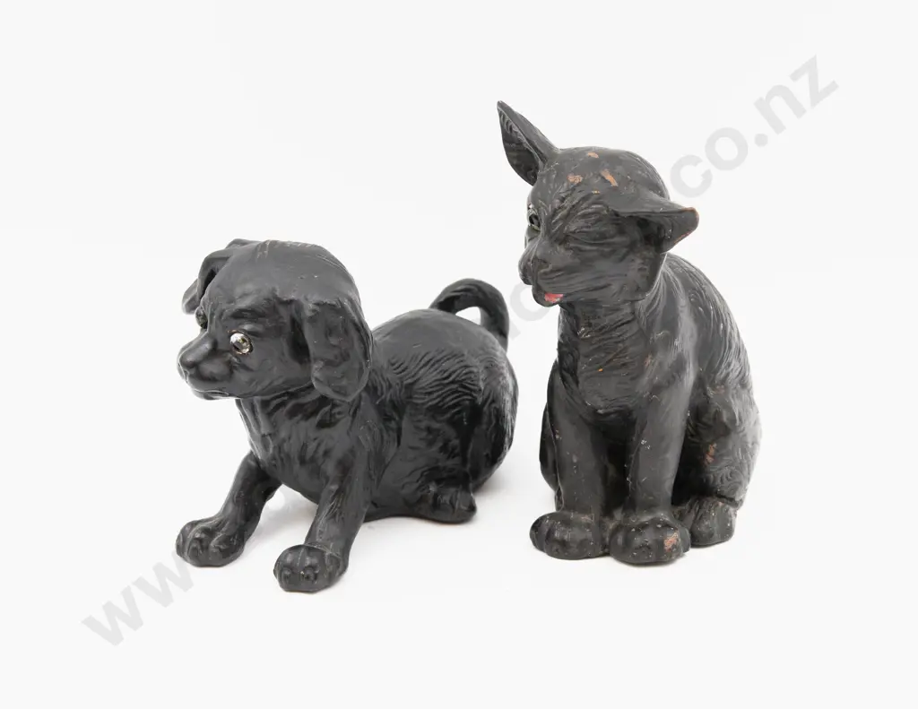 Bretby Kitten and Puppy Painted Figures Tallest 17.5cm H Image 1++