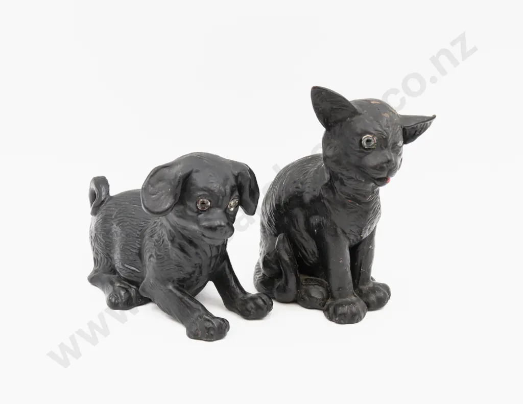 Bretby Kitten and Puppy Painted Figures Tallest 17.5cm H Image 1++