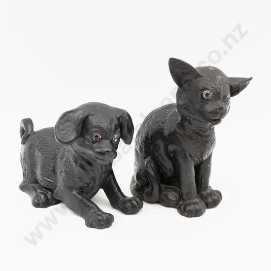 Bretby Kitten and Puppy Painted Figures Tallest 17.5cm H