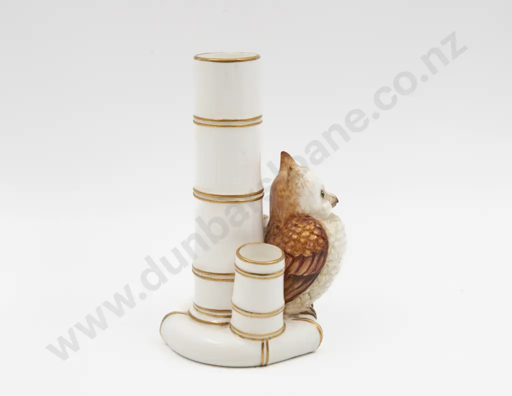 Royal Worcester Faux Bamboo Spill Vase with Owl Figure 19cm H Image 1++