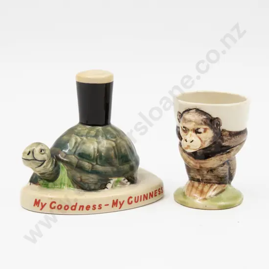 Carlton Ware "Guinness" Advertising Figure & French Monkey Form Novelty Egg Cup Tallest 8cm H