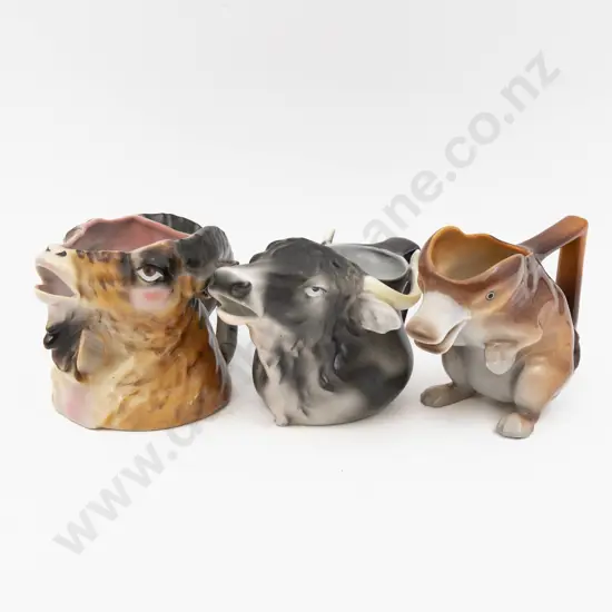 Three Royal Bayreuth Animal Form Jugs