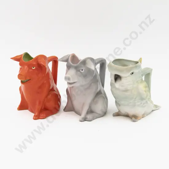 Three Royal Bayreuth Animal Form Jugs
