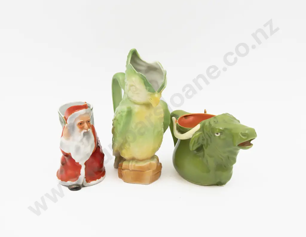 Two Royal Bayreuth Animal Form Jugs & Father Christmas Jug Image 1++