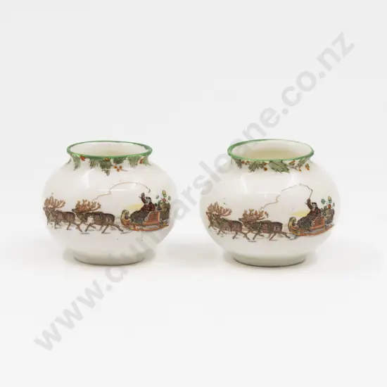 C1910 Two Royal Doulton Miniature 'Christmas - Santa Claus' Vases