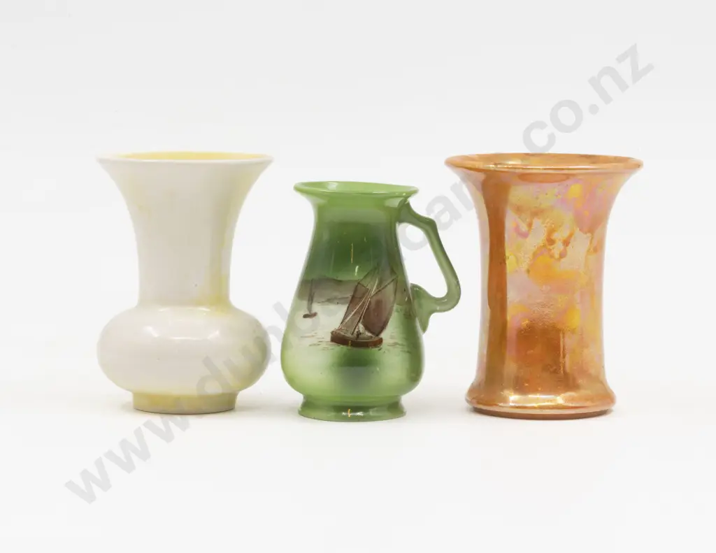Two Ruskin Miniature Lustre Vases & Foley Ewer Vase Image 1++