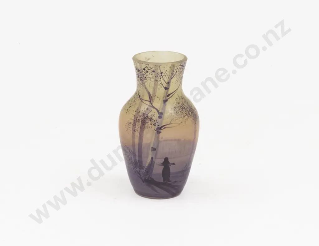Art Nouveau French Painted and Enamelled Glass Miniature Vase Image 1++