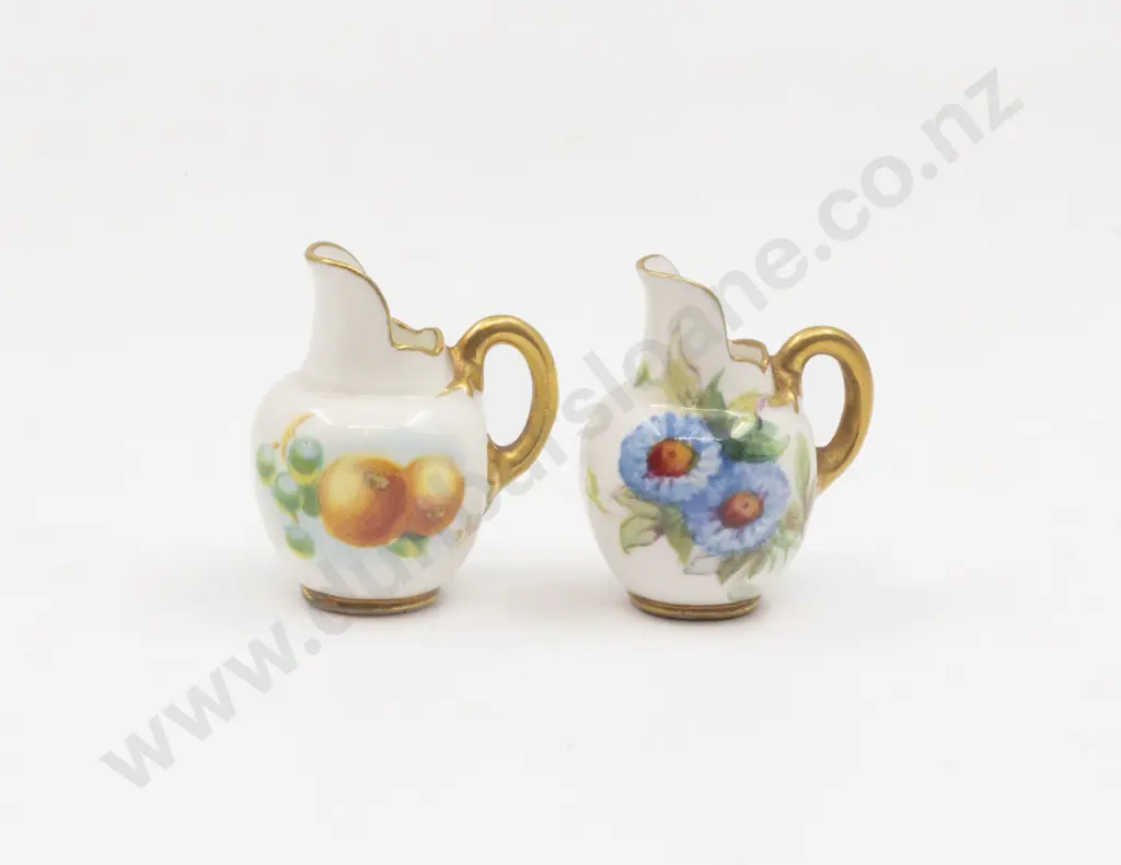 Two Royal Worcester Miniature Hand Painted Jugs Signed K Blake and R Poole Image 1++