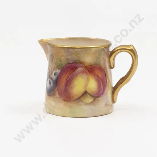 C1952 Royal Worcester Miniature Jug Painted Fruits Signed Roberts