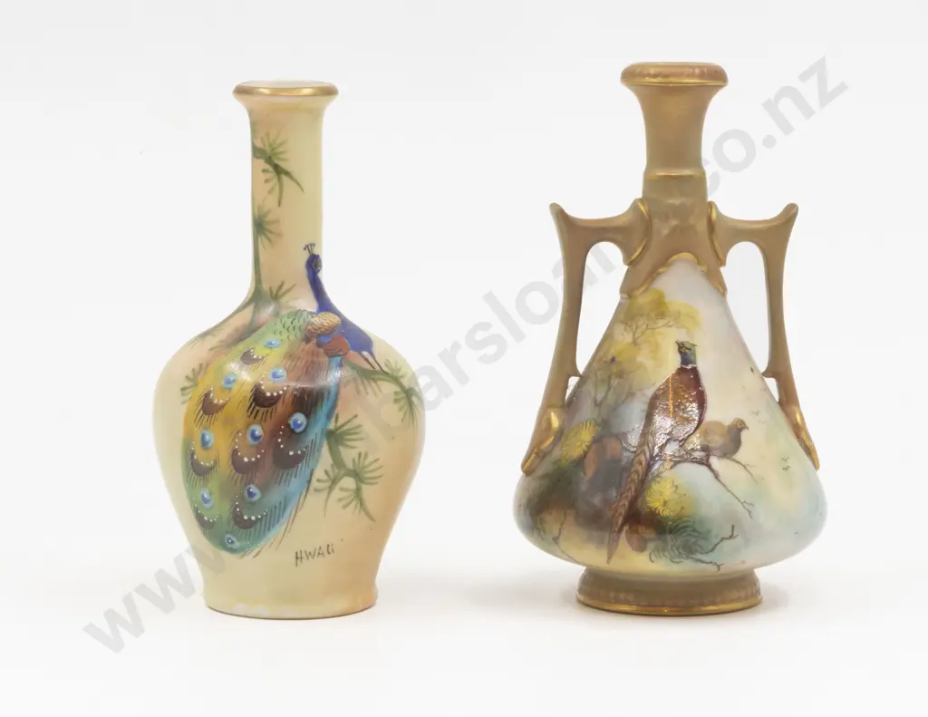 C1912 Royal Worcester Miniature Vase Painted with Pheasant Signed Bray Image 1++