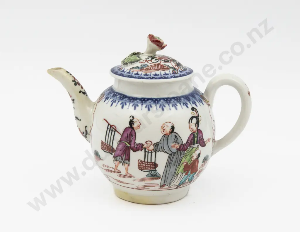 C1770 First Period Worcester Boy in the Window Pattern Teapot Image 1++