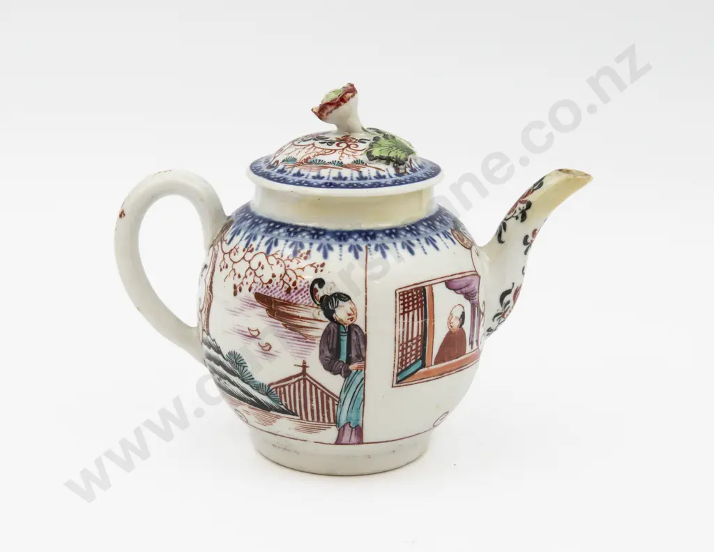 C1770 First Period Worcester Boy in the Window Pattern Teapot Image 1++