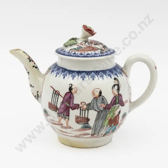 C1770 First Period Worcester Boy in the Window Pattern Teapot
