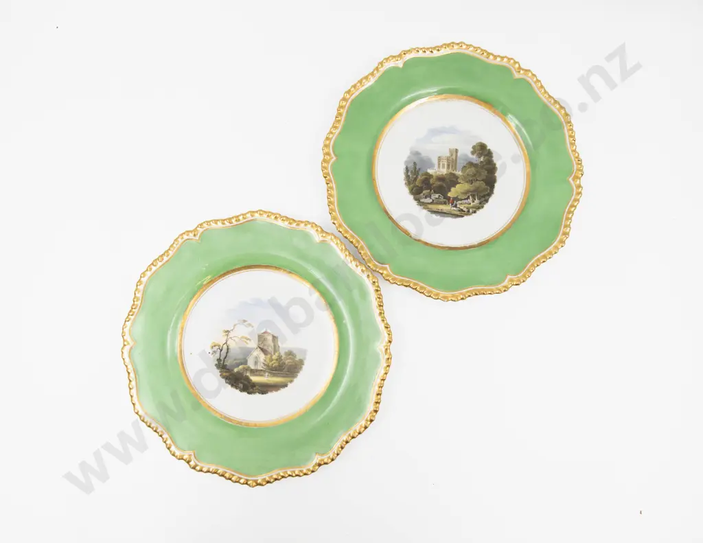 Pair Flight Barr & Barr Worcester Dessert Plates Image 1++