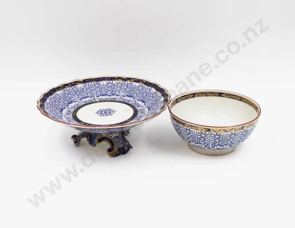Worcester Royal Lily Pattern Sugar Basin and Tazza Image 1++