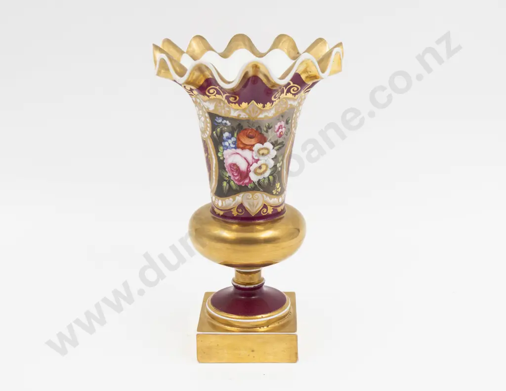 Early C19th Unmarked Possible Samuel Alcock Handpainted Floral Urn Image 1++
