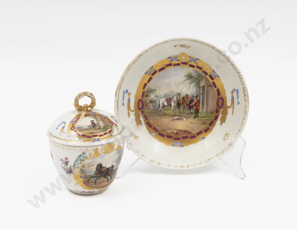 Early C19th Meissen Cabinet Covered Cup and Saucer Image 1++