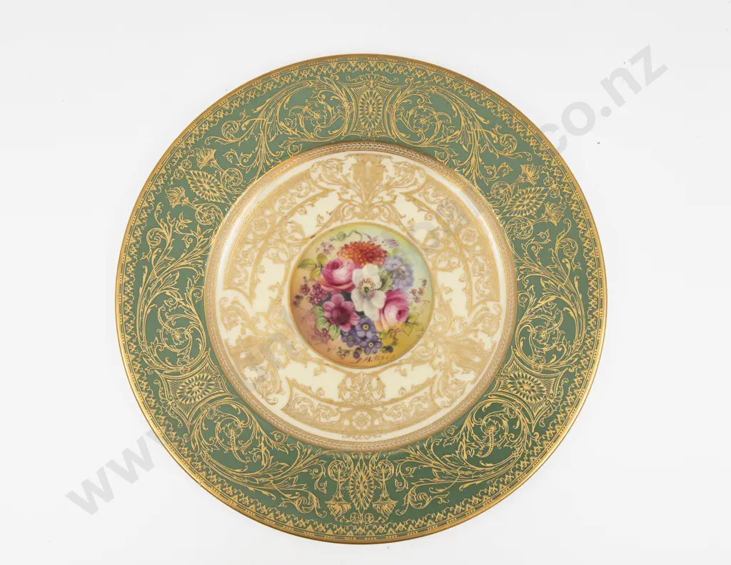 Royal Worcester C1926 Plate Hand Painted with Florals signed E Phillips 27cm D Image 1++