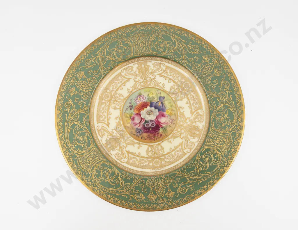 Royal Worcester C1926 Plate Hand Painted with Florals signed E Phillips 27cm D Image 1++