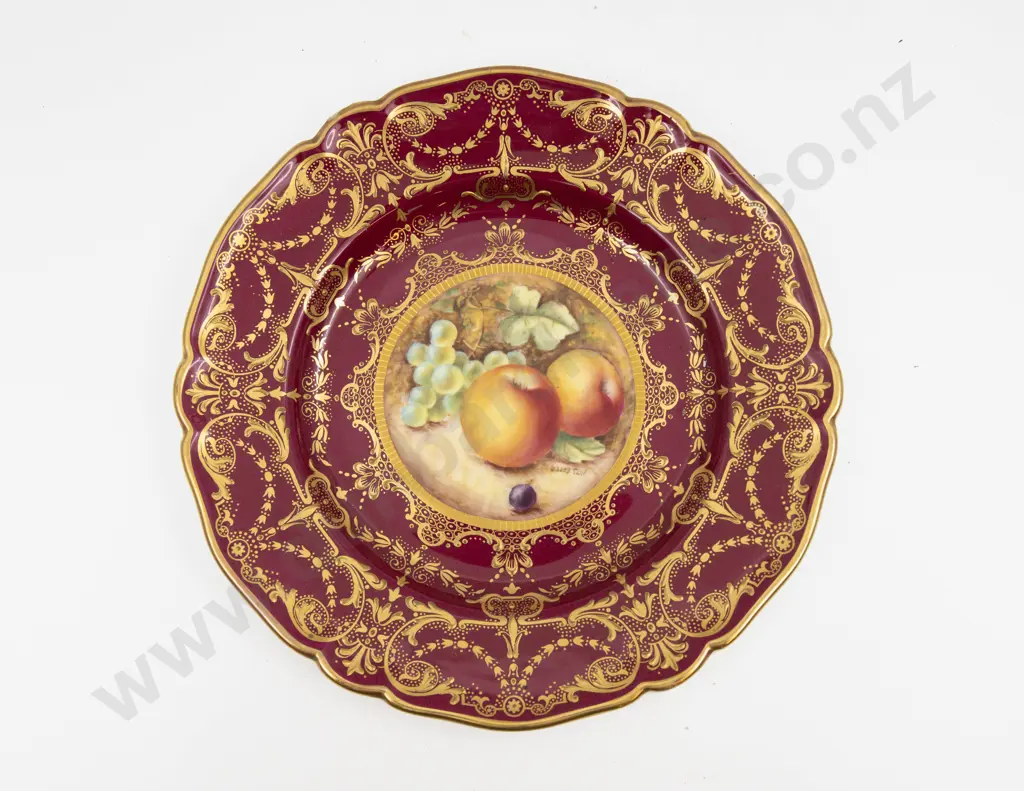 Royal Worcester Post 1975 Plate Hand Painted with Fruits signed S Weston 22cm D Image 1++