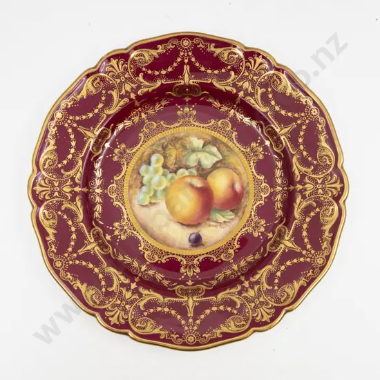Royal Worcester Post 1975 Plate Hand Painted with Fruits signed S Weston 22cm D