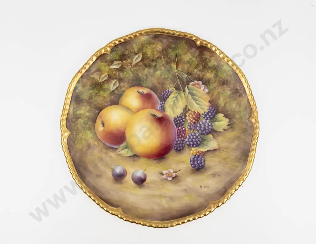 Royal Worcester Post 1975 Plate Hand Painted with Fruits signed B Cox 25cm D Image 1++