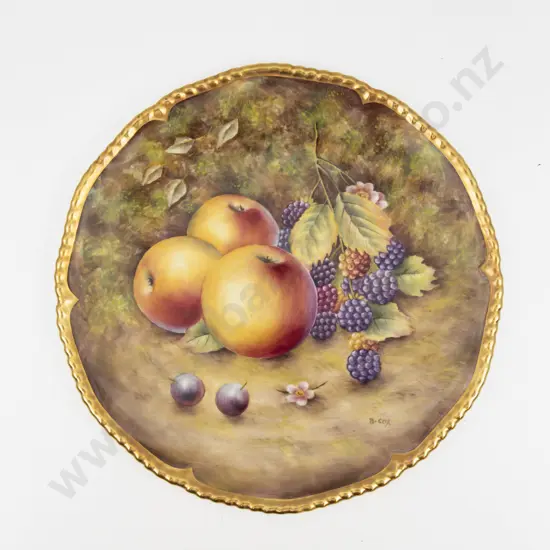Royal Worcester Post 1975 Plate Hand Painted with Fruits signed B Cox 25cm D