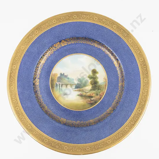 Wedgwood Plate Hand Painted with Richmond Castle Landscape signed A Holland 27cm D