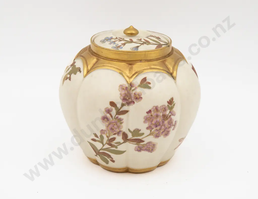 C1888 Royal Worcester Ivory Ground Ginger Jar & Cover Hand Painted with Florals Unsigned 17.5cm H Image 1++