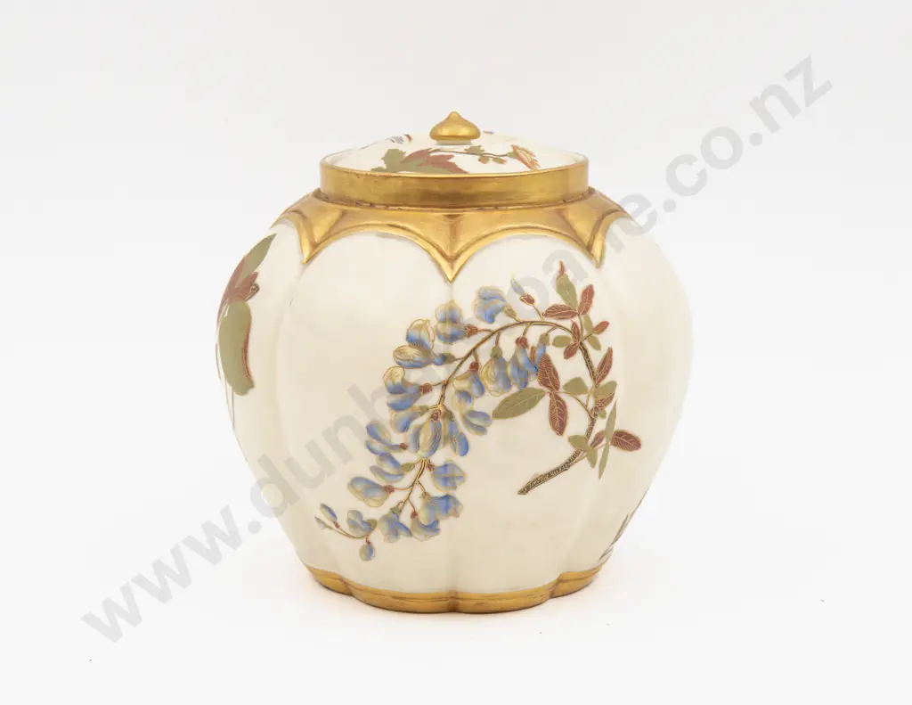C1888 Royal Worcester Ivory Ground Ginger Jar & Cover Hand Painted with Florals Unsigned 17.5cm H Image 1++