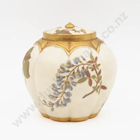 C1888 Royal Worcester Ivory Ground Ginger Jar & Cover Hand Painted with Florals Unsigned 17.5cm H