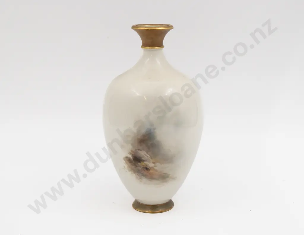 C1912 Royal Worcester Vase Hand Painted with Highland Cattle Signed H Stinton 20.5cm H Image 1++