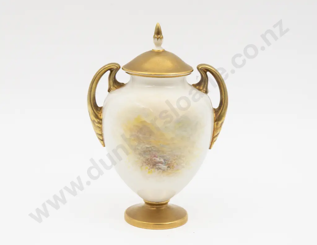 Post 1975 Royal Worcester Covered Urn Hand Painted With Highland Cattle Signed H Stinton 17cm H Image 1++
