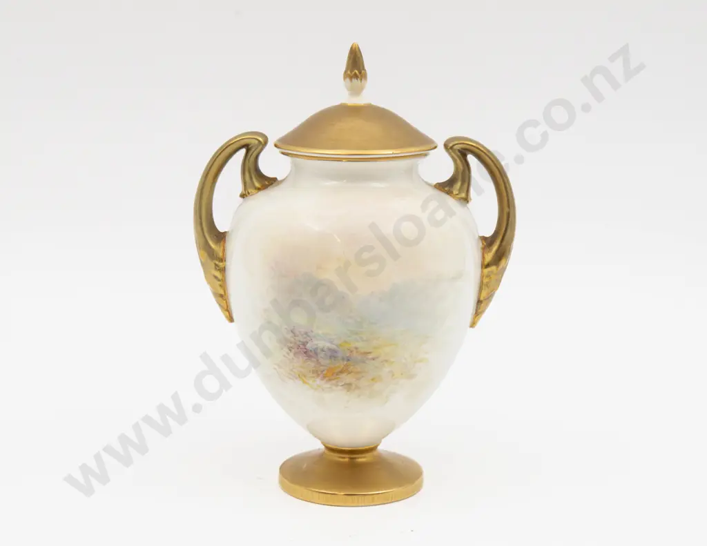 Post 1975 Royal Worcester Covered Urn Hand Painted With Highland Cattle Signed H Stinton 17cm H Image 1++