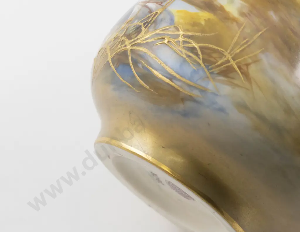 C1911 Royal Worcester Specimen Vase Hand Painted With Cranes Signed W Powell 15cm H Image 1++
