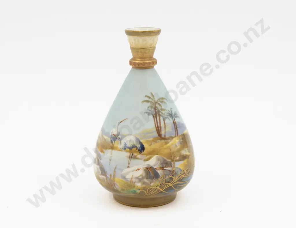 C1911 Royal Worcester Specimen Vase Hand Painted With Cranes Signed W Powell 15cm H Image 1++