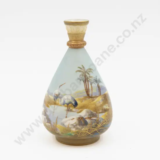 C1911 Royal Worcester Specimen Vase Hand Painted With Cranes Signed W Powell 15cm H