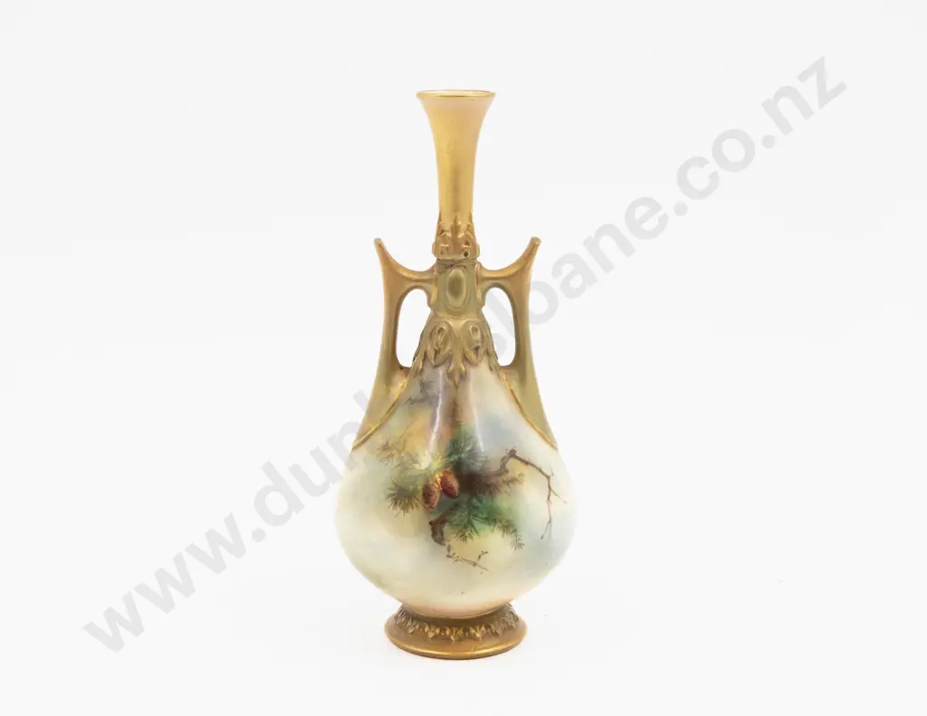 C1896 Royal Worcester Specimen Vase Hand Painted with Pheasants 16cm H Image 1++